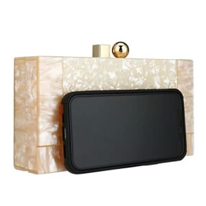 Black and White Purse Acrylic Clutch Evening Handbags Crossbody Bags for Women (Gold)