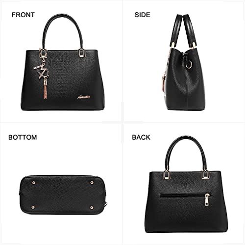 Womens Purses and Handbags Shoulder Bags Ladies Designer Top Handle Satchel Tote Bag (Black)