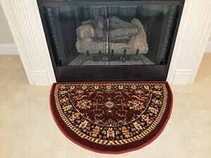 great american distributors hearth slice fireplace rug – log cabin decor, kitchen carpet, accent rug, fire resistant mat, traditional designs, 2’2″ x 3’3″ (red/black)