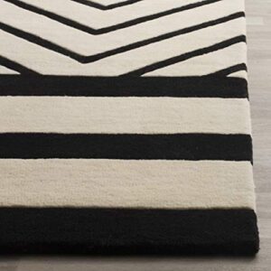 SAFAVIEH Fifth Avenue Collection 5' x 8' Ivory / Black FTV122A Handmade Mid-Century Modern Abstract Wool Area Rug