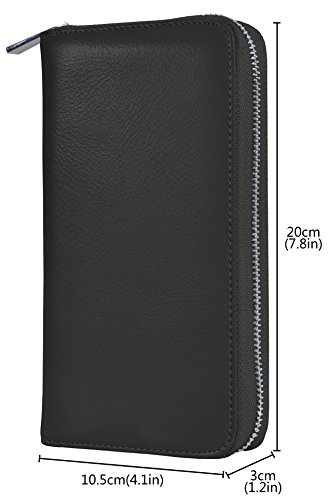 Easyoulife Womens Genuine Leather Credit Card Holder Wallet RFID Secure 36 Slots (36 Card Slots - Black)