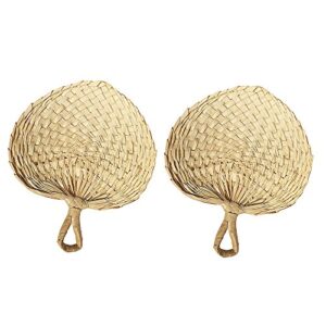 Sunnyhill Pack of 2 Vietnam Hand Fan Dried Palm Leaves Fan is Delicately Woven by Hand.