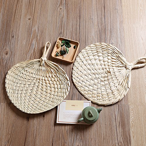 Sunnyhill Pack of 2 Vietnam Hand Fan Dried Palm Leaves Fan is Delicately Woven by Hand.