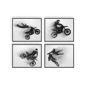 motocross wall art prints – set of 4 (8×10) unframed motocross posters – motocross room decor for men kids teenagers – motocross poster set for bedroom man cave – motocross wall decor – motocross posters for wall, brap