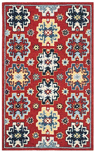 SAFAVIEH Heritage Collection 3' x 5' Red/Blue HG746Q Handmade Traditional Oriental Premium Wool Area Rug