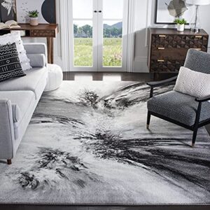 safavieh glacier collection 6’7″ square grey/multi gla127c modern abstract non-shedding living room bedroom dining home office area rug