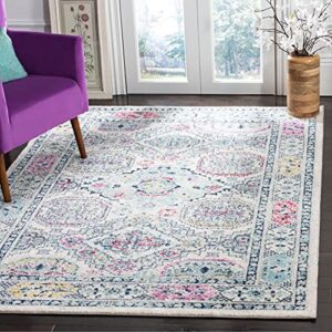 safavieh madison collection 4′ x 6′ light grey/fuchsia mad925r oriental boho chic distressed non-shedding living room bedroom accent rug