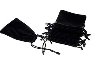 mini skater 50pcs jewelry velvet cloth pouch black drawstring small bags for dice 2.75” x 3.5”