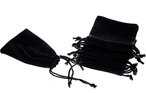 Mini Skater 50pcs Jewelry Velvet Cloth Pouch Black Drawstring Small Bags for Dice 2.75'' x 3.5''