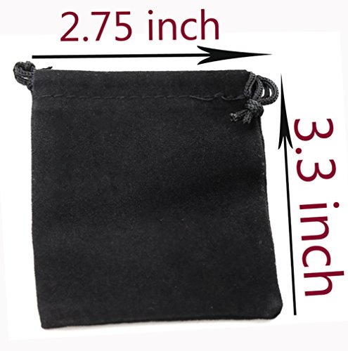 Mini Skater 50pcs Jewelry Velvet Cloth Pouch Black Drawstring Small Bags for Dice 2.75'' x 3.5''