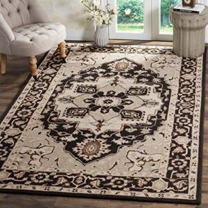 safavieh chelsea collection 3’9″ x 5’9″ black / natural hk709f hand-hooked french country wool area rug