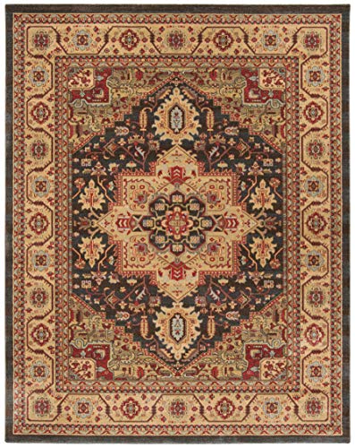 SAFAVIEH Mahal Collection 8' x 10' Navy / Natural MAH656E Traditional Oriental Non-Shedding Living Room Bedroom Dining Home Office Area Rug