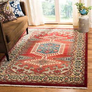 safavieh kashan collection 3’3″ x 4’10” red / ivory ksn308q traditional oriental non-shedding living room bedroom accent rug