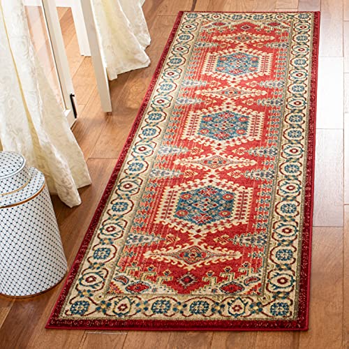 SAFAVIEH Kashan Collection 3'3" x 4'10" Red / Ivory KSN308Q Traditional Oriental Non-Shedding Living Room Bedroom Accent Rug