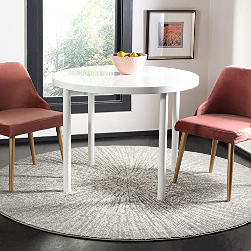 SAFAVIEH Evoke Collection 6'7" Round Dark Grey/Ivory EVK228H Abstract Burst Non-Shedding Dining Room Entryway Foyer Living Room Bedroom Area Rug