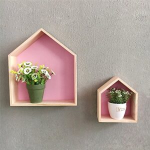 house shape wooden wall storage shelf/wooden house shelves/wood wall shelf/house shaped shelf box,set of 2 wall art decoration children’s room decoration