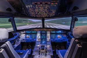 large commercial airplane pilot cockpit runway photo cool wall decor art print poster 36×24