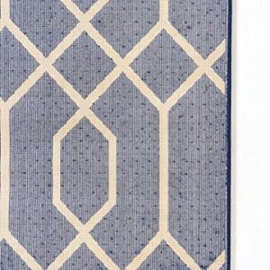 Unique Loom Glam Collection Geometric, Trellis, Metallics, Modern, Chic Area Rug, 4 ft 0 in x 6 ft 0 in, Navy Blue/Gold