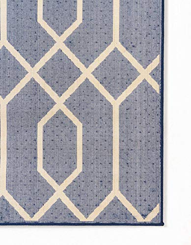 Unique Loom Glam Collection Geometric, Trellis, Metallics, Modern, Chic Area Rug, 4 ft 0 in x 6 ft 0 in, Navy Blue/Gold