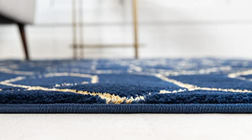 Unique Loom Glam Collection Geometric, Trellis, Metallics, Modern, Chic Area Rug, 4 ft 0 in x 6 ft 0 in, Navy Blue/Gold