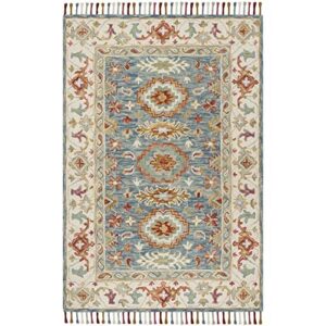 safavieh aspen collection 2′ x 3′ blue/ivory apn117m handmade boho braided tassel wool accent rug