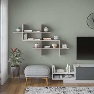 ada home décor warren wall shelf, 59” x 32.5” x 8.5”, light mocha