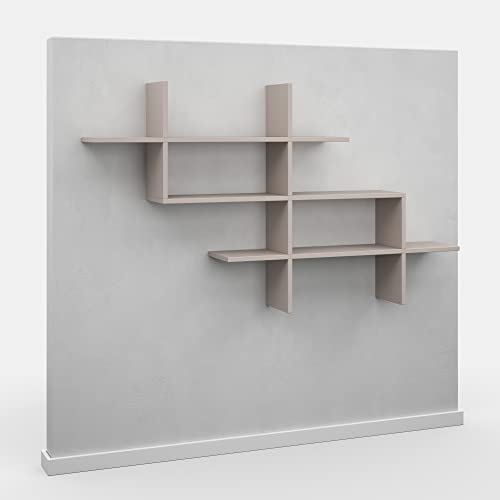 Ada Home Décor Warren Wall Shelf, 59'' x 32.5'' x 8.5'', Light Mocha