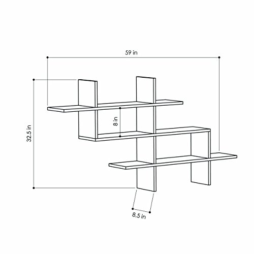 Ada Home Décor Warren Wall Shelf, 59'' x 32.5'' x 8.5'', Light Mocha