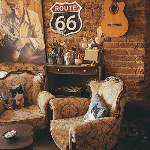 Route 66 Signs Vintage Road Signs Room Decor High Way Metal Tin Sign for Home Garage Wall Decorations 12× 12 Inches