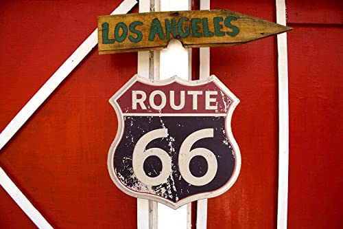 Route 66 Signs Vintage Road Signs Room Decor High Way Metal Tin Sign for Home Garage Wall Decorations 12× 12 Inches