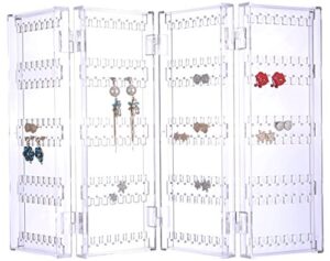 sooyee earring holder organizer,256 holes 5 tiers stud earring organizer,4 doors foldable necklace organizer jewelry holder,acrylic earring display stands for selling,clear