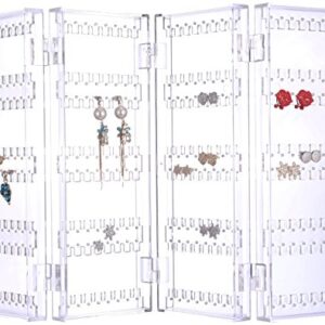 Sooyee Earring Holder Organizer,256 Holes 5 Tiers Stud Earring Organizer,4 Doors Foldable Necklace Organizer Jewelry Holder,Acrylic Earring Display Stands for Selling,Clear