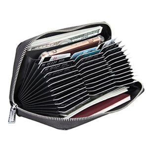 cynure women 36 slots rfid blocking card holder large long leather zipper organizer accordion wallet,black