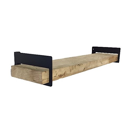 Concept Fusion Set of 2, Bent Metal Industrial Rectangular Stirrup Shelf Brackets (1.5 H X 3.5 D, Black)