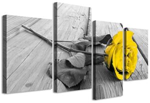 bedroom wall decor – yellow room decor rose flowers canvas wall art yellow decorations for living room modern artwork black and white kitchen decor pictures above bed stretched and framed ready to hang