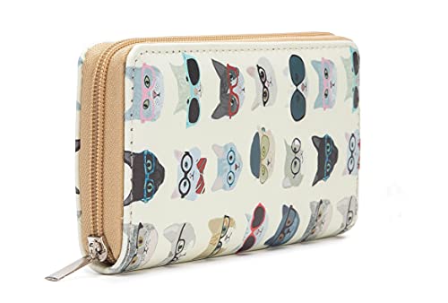 Ecohaso Women Zip Around Organizer Wallet PU Clutch Long Purse Cartoon Printed Wallet (Cats)