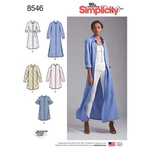 simplicity us8546hs women’s button-up shirt dress sewing patterns, sizes 6-14