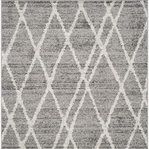 SAFAVIEH Adirondack Collection 4' Square Ivory / Silver ADR128B Modern Moroccan Non-Shedding Living Room Bedroom Accent Rug