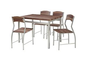 abington lane 5-piece dining table set w/four (4) chairs – modern and sleek dinette for the contemporary home – (cedarwood finish)