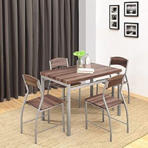 Abington Lane 5-Piece Dining Table Set w/Four (4) Chairs - Modern and Sleek Dinette for The Contemporary Home - (Cedarwood Finish)