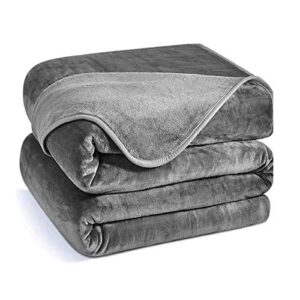 charm heart luxury fleece blanket,all season 350gsm blanket super soft lightweight warm blanket for home bed blankets king size, dark grey 90×108 in