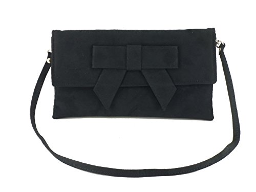 LONI Womens Clutch Bag Purse Faux Suede Strap Cute Small