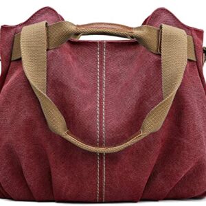 z-joyee Women's Ladies Casual Vintage Hobo Canvas Daily Purse Top Handle Shoulder Tote Shopper Handbag Satchel Bag
