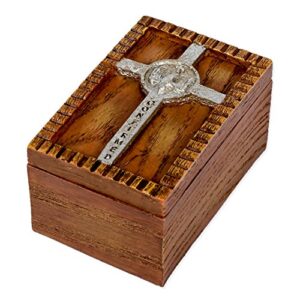 roman confirmed in christ wood finish small confirmation jewelry keepsake box