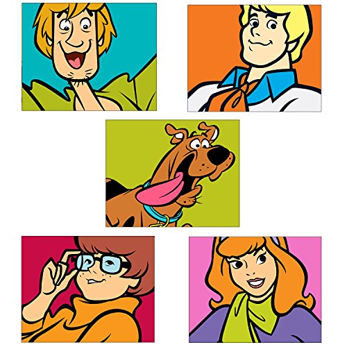 SCOOBY DOO Kids Wall Art Prints - Set of 5 Adorable Glossy Photos - Scooby - Shaggy - Thelma - Daphne - Fred