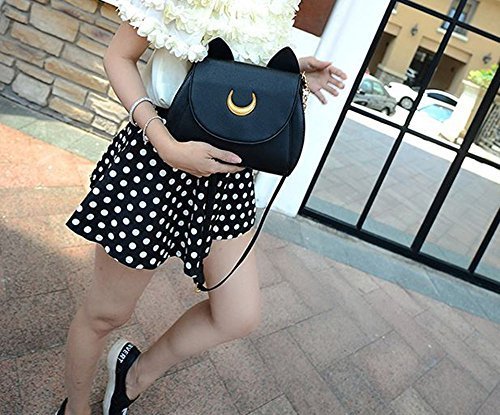 Moon Luna Cat Purses Pu Leather Gothic Purse Cosplay Moon Sailor Bag Handbags Shoulder Bags