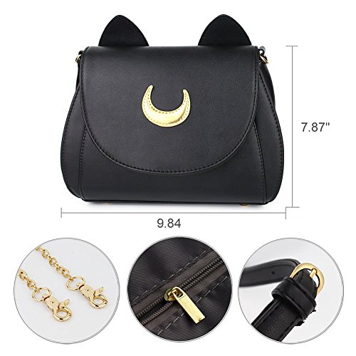 Moon Luna Cat Purses Pu Leather Gothic Purse Cosplay Moon Sailor Bag Handbags Shoulder Bags