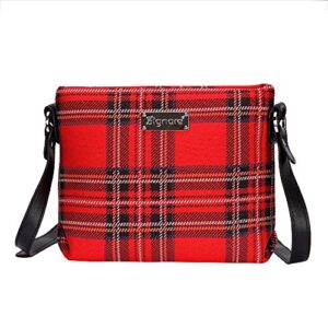 signare tapestry crossbody purse small shoulder bag for women with red royal stewart tartan design (xb02-rstt)