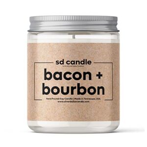 8oz bacon & bourbon man candle hand poured 100% soy wax scented candle by silver dollar candle co. – maple, gifts for men
