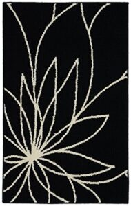 garland rug grand floral area rug, 30 x 46, black/ivory